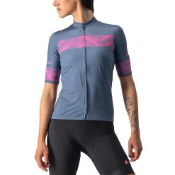 Castelli Fenice Cycling Jersey Women Light Steel Blue Pink Fluo